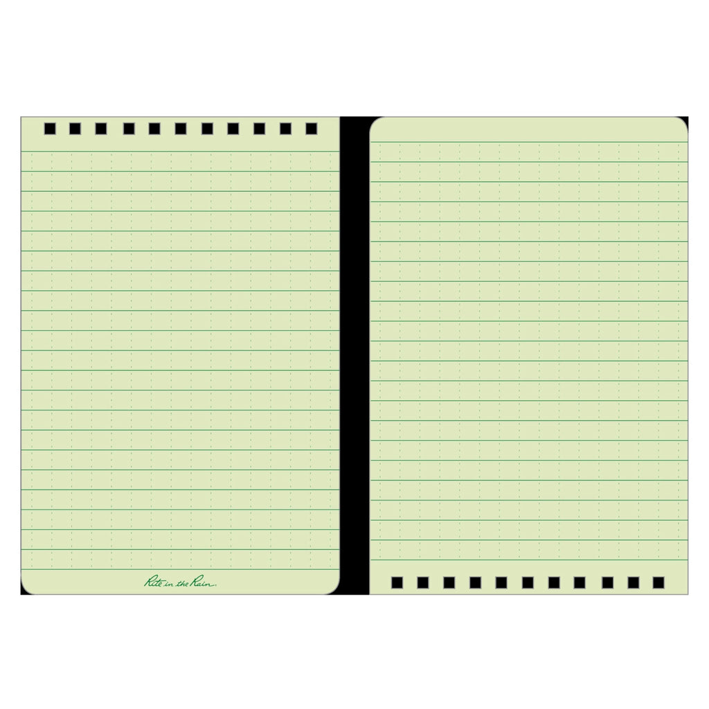 Rite In The Rain Weatherproof Top Spiral Notebook, 4" x 6", Green Cover, Universal Pattern, 3 Pack (No. 946-3)