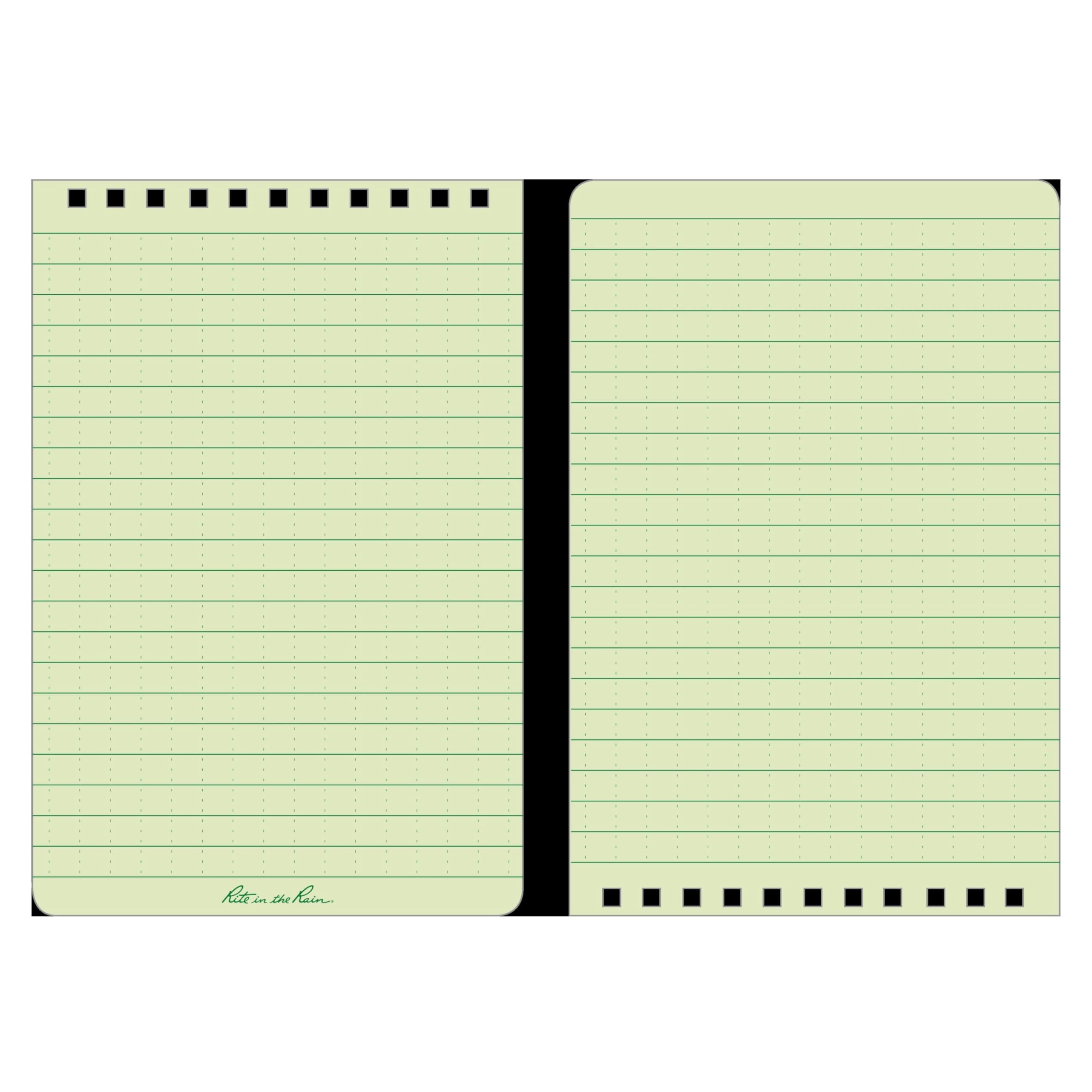 Rite In The Rain Weatherproof Top Spiral Notebook, 4" x 6", Green Cover, Universal Pattern, 3 Pack (No. 946-3)