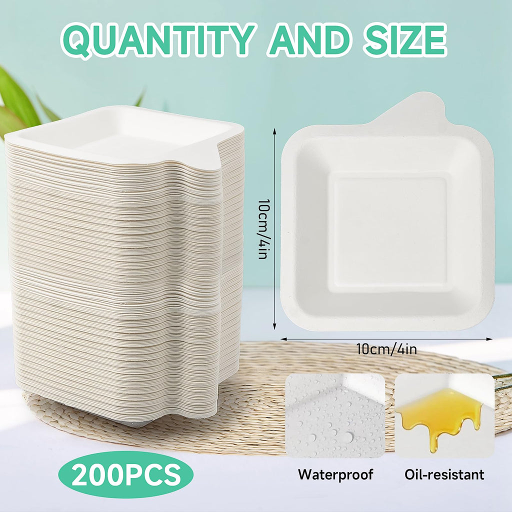 200 Pack Small Paper Plates, 4.5 Inch Bulk Disposable Paper Plate Square Mini Dessert Plate, White Party Snack Plates for Cake Appetizer,Wedding, Birthday, Party Supplies