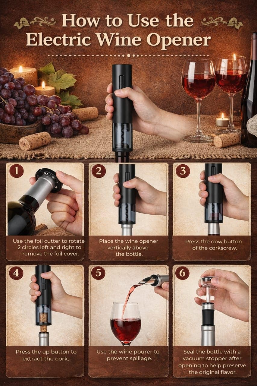 BLUEALCHEMY Electric Wine Opener – Rechargeable Cordless Automatic Wine Bottle Opener with One-Touch Cork Removal, Perfect for Home, Kitchen, Bar & Gift for Men