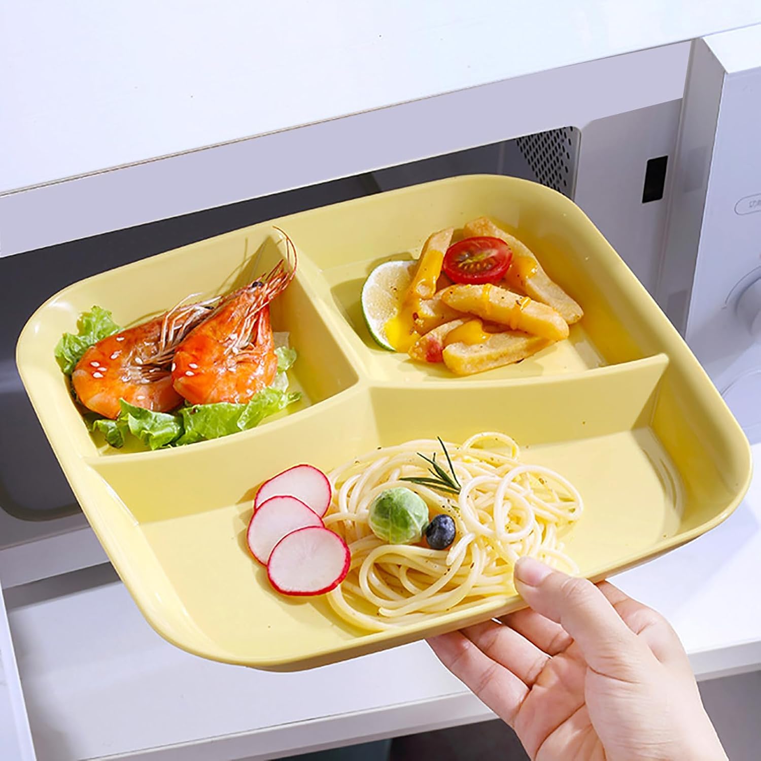 Nicunom 8 Pack Unbreakable Divided Plates, 10 Inch Portion Control Plates, Reusable 3-Compartment Dinner Plate for for Healthy Eating & Bariatric Diet, Microwave and Dishwasher Safe