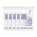 simplehuman Code B 150 Count, Dispenser Pack Custom Fit Liners, Drawstring Trash Bags, 6L / 1.6 Gallons, White