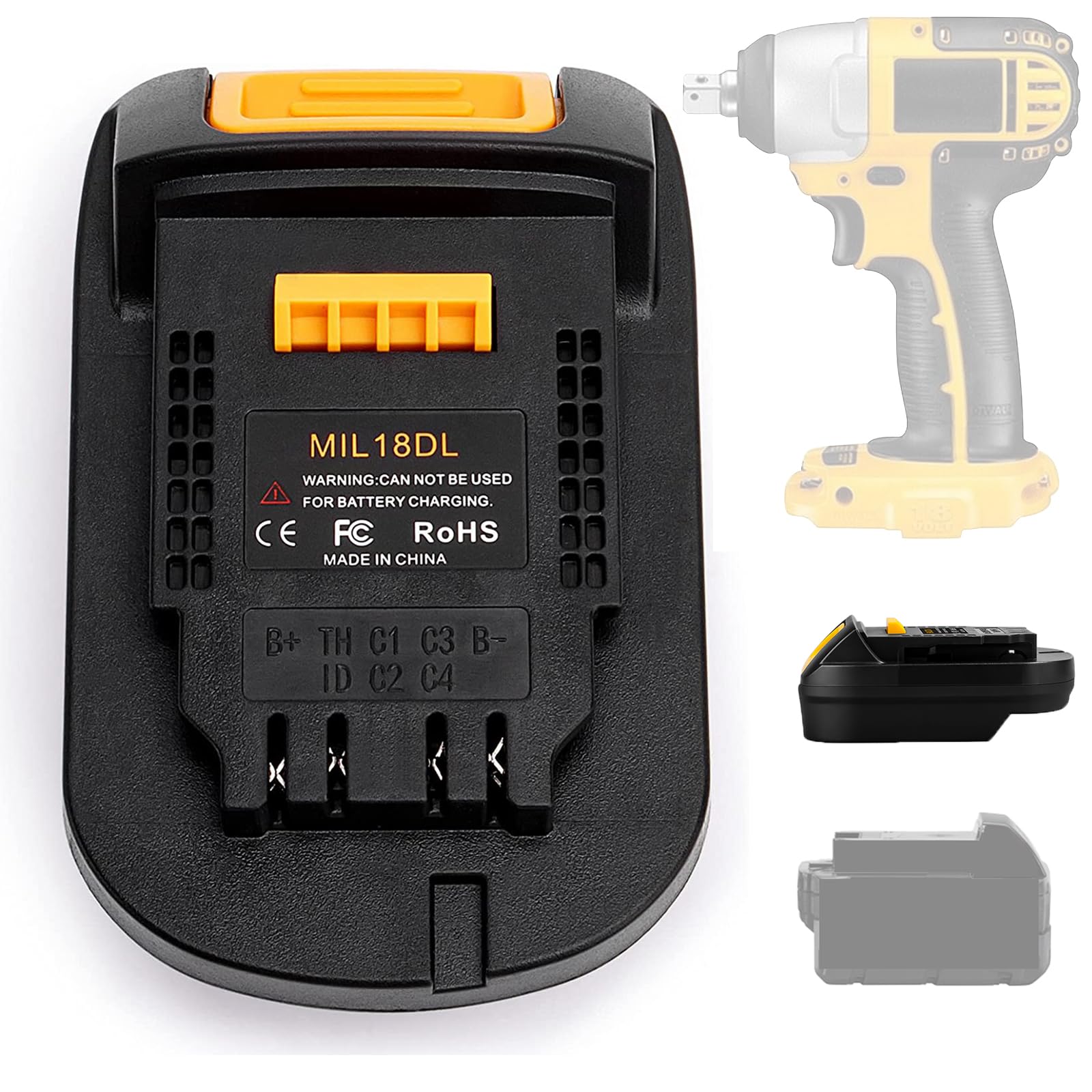ZDTZAN Battery Adapter MIL18DL for Milwaukee M18 18V Battery to Dewalt 20V Lithium-ion Battery Tools, Convert Milwaukee M18 Battery to Dewalt 20V Tools Use