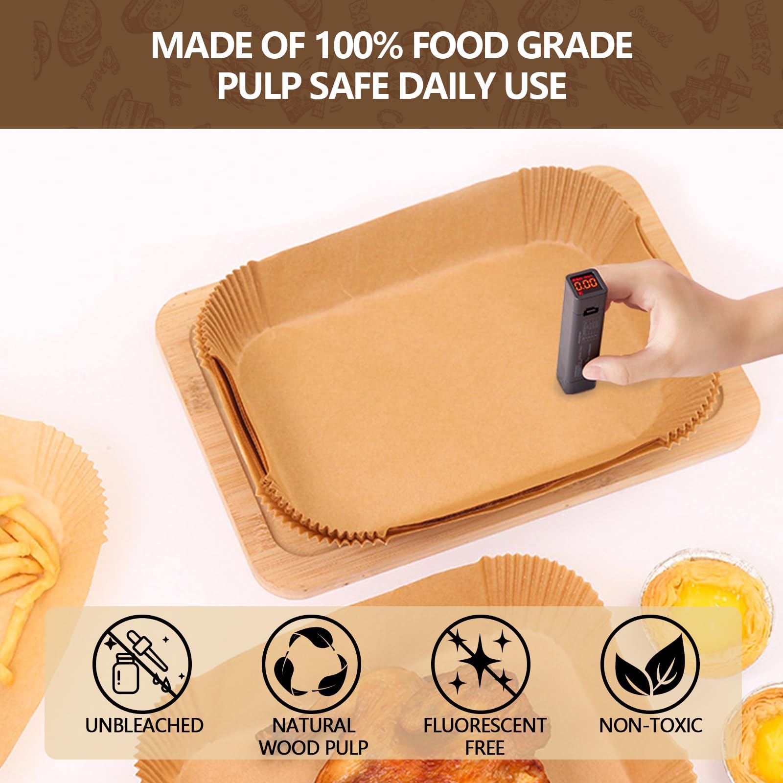 UBeesize Air Fryer Paper Liners Disposable for Ninja, 250 PCS Non Stick Parchment Paper for Ninja DZ201/DZ401 Dual, Oil Proof, Water Proof Food Grade Air Fryer Accessoriess(Rectangle - 8.5"X5.5")