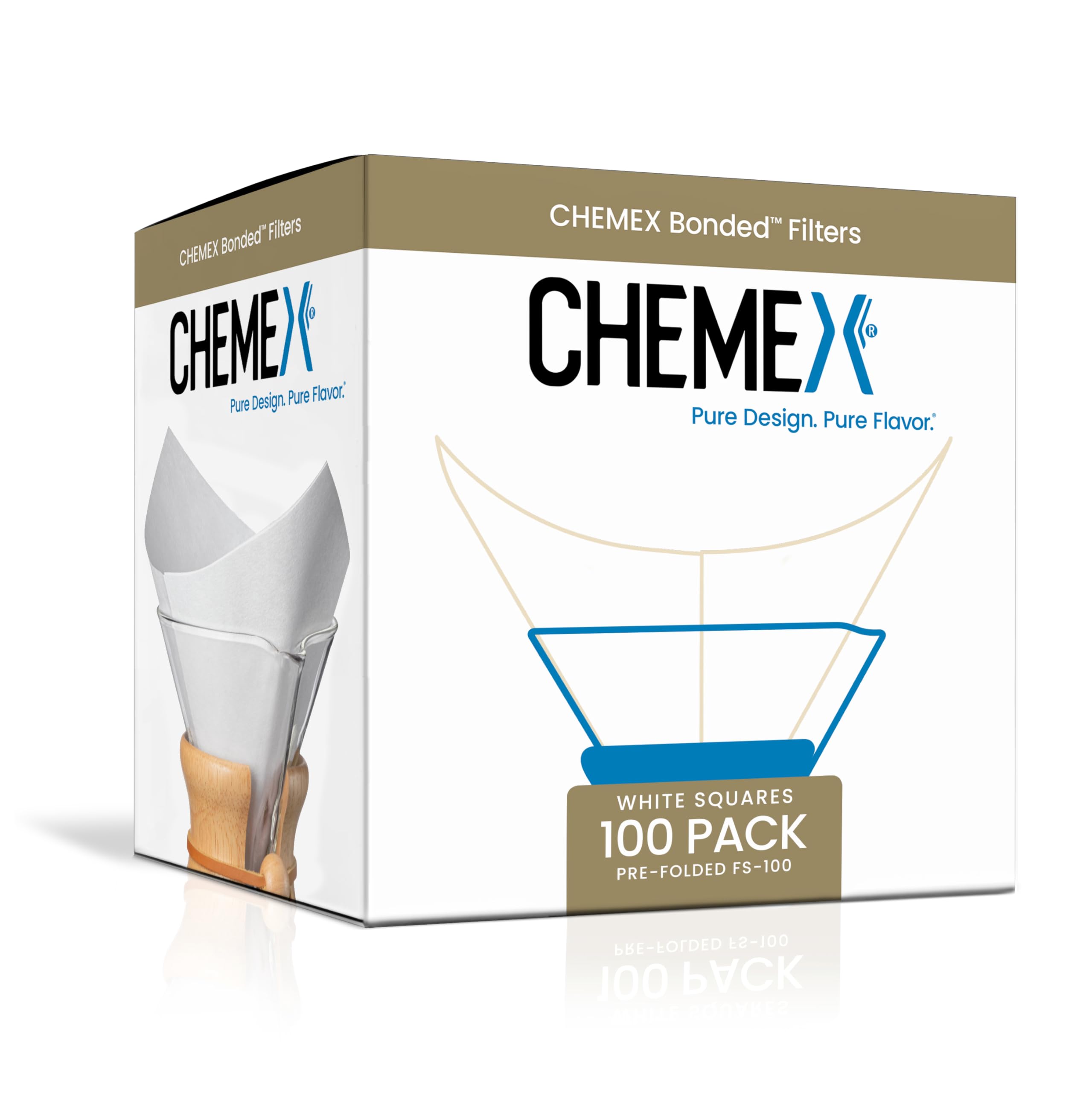 Chemex FS-100 Bonded Coffee Filter Square, One Size, White