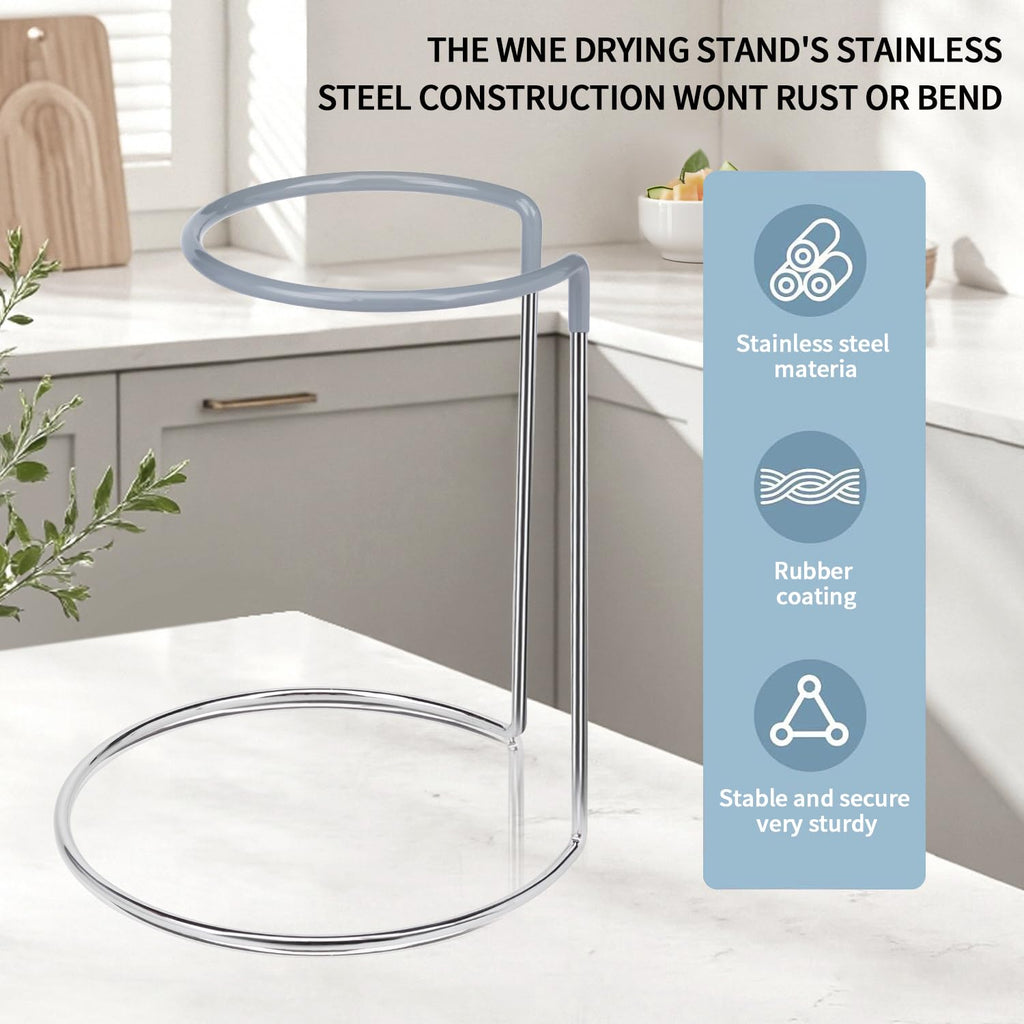 Wine Decanter Drying Stand with Rubber Coated Top to Prevent Scratches, Wine-Decanter Drying Rack for Standard Large Wine Decanters, Decanter Cleaner Includes Cleaning Brush & Decanter Cleaning Beads