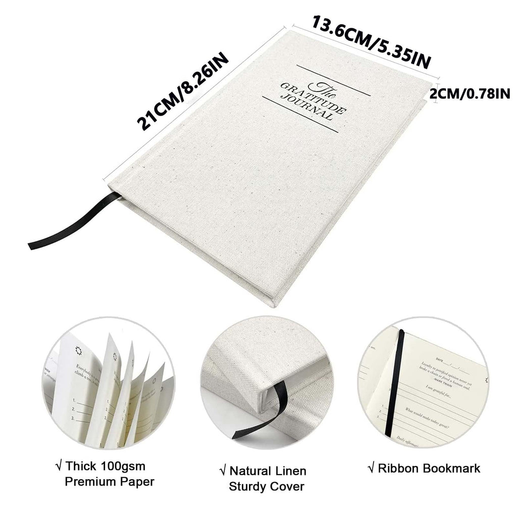 Gratitude Journal, Self Care Journal, A5 Premium Thickened Hardcover Notebook- Daily Gratitude Journal for Happiness, Mindfulness, and Reflection, Undated Life Planner, Daily Planner, Weekly Planners and Organisers