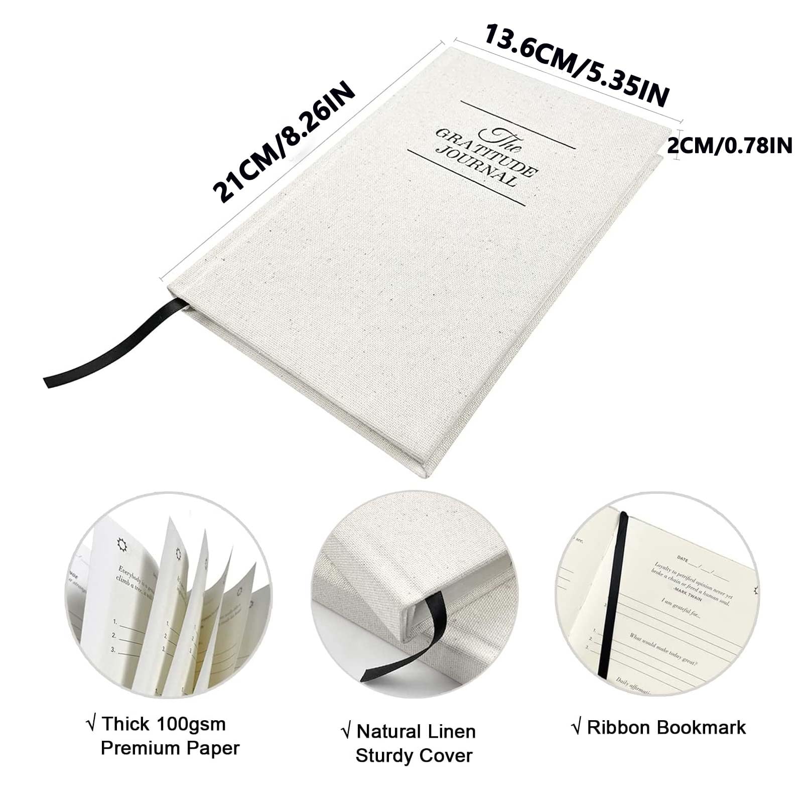 Gratitude Journal, Self Care Journal, A5 Premium Thickened Hardcover Notebook- Daily Gratitude Journal for Happiness, Mindfulness, and Reflection, Undated Life Planner, Daily Planner, Weekly Planners and Organisers