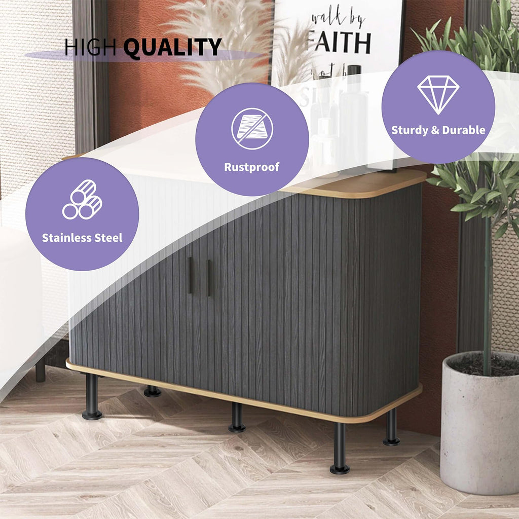 OZHOMY 4-Pack Adjustable Height Bed Support Legs – Heavy Duty Metal Furniture Replacement Legs 3.15″-4.72″ for Beds, Sofas, Cabinets, Couch, Dresser (Black)