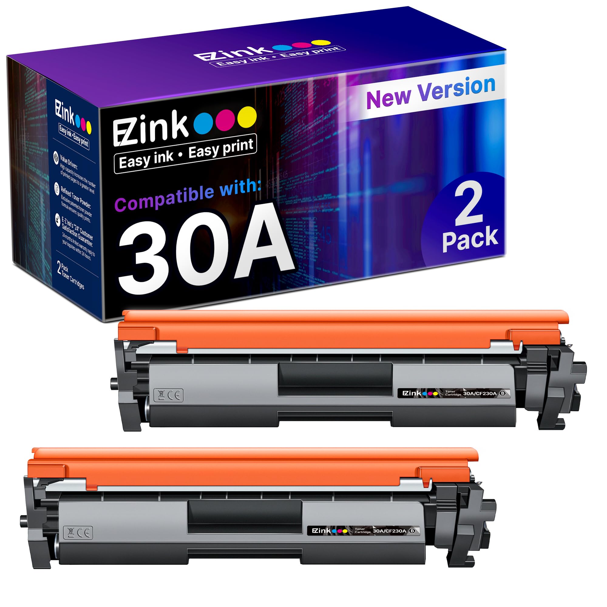 CF230A 30A Toner Cartridges 2 Pack Compatible Replacement for HP 30A CF230A for LaserJet Pro M203d, M203dn, M203dw; LaserJet Pro MFP M227sdn, M227d, M227fdn, M227fdw Printers High Capacity Black