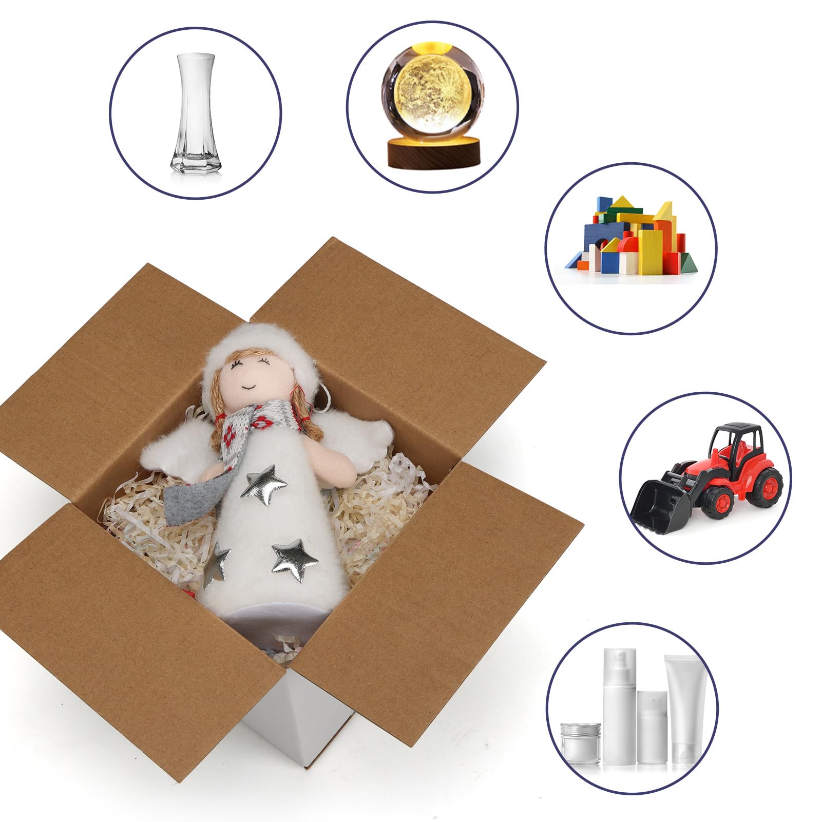 SPEPLA Shipping Boxes 5X5X5 Set of 40, White Corrugated Cardboard Box for Mailing Business Packaging