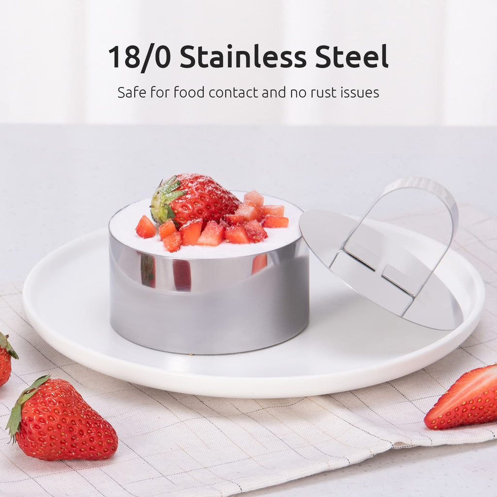 9 Pack Stainless Steel Round Cake Mousse Mold with Pusher,Small Round Pastry Cake Baking Rings,Round Cake Mold Rings for Home Kitchenware (3.15" in Diameter)
