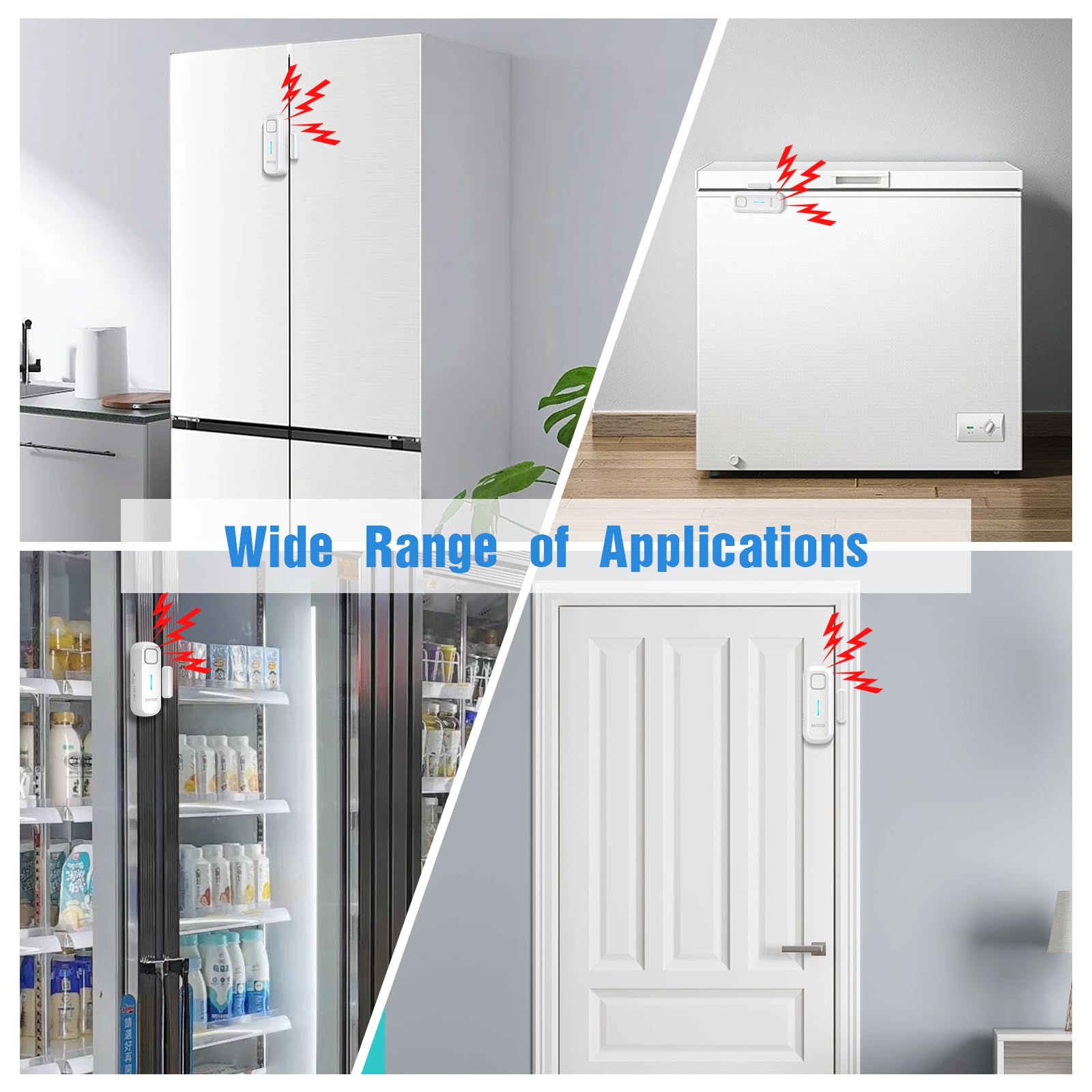 DAYTECH Freezer Door Alarm Freezer Alarm with Delay 60/120/180/240 Seconds Wireless Door Sensor When Left Open Fridge Alert with 0-120dB Adjustable Volume Levels, 1 PC