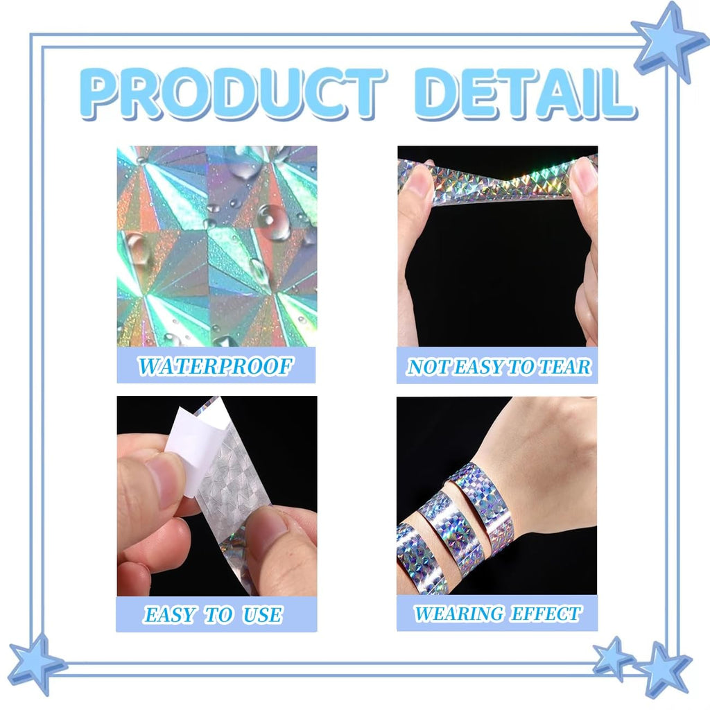 Acidea 500pcs Holographic Wristbands for Events, Waterproof and Sturdy Plastic Wristbands, Adjust Party Paper Wist Bands for Event Amusement Parks Bars Music Festivals Neon Wrist Bands