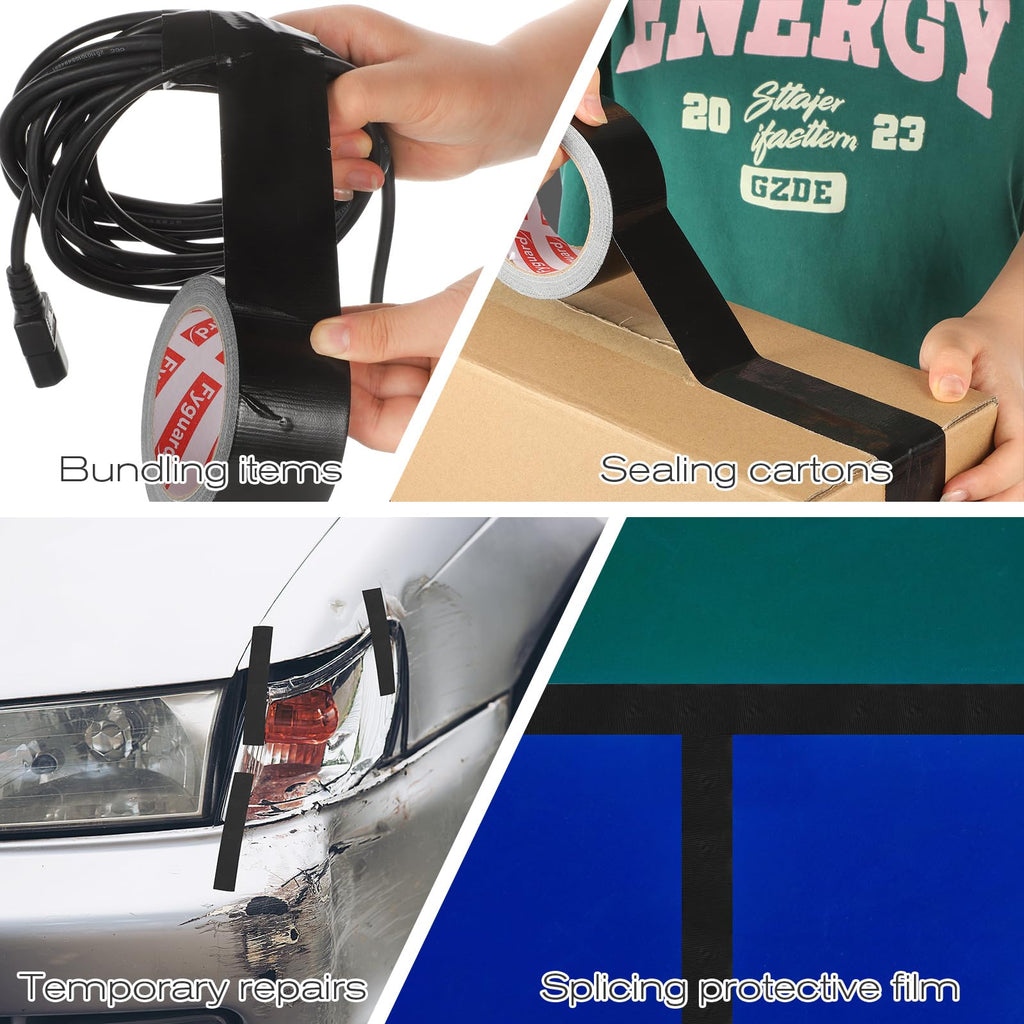 3 Rolls Duct Tape, 2 Inch x 20 Yards Gaffer Tape Repair Tape Duct Adhesive Hand Tearable Waterproof for Inside & Outside Repairing Fastening Bundling (Black, White, Silver)