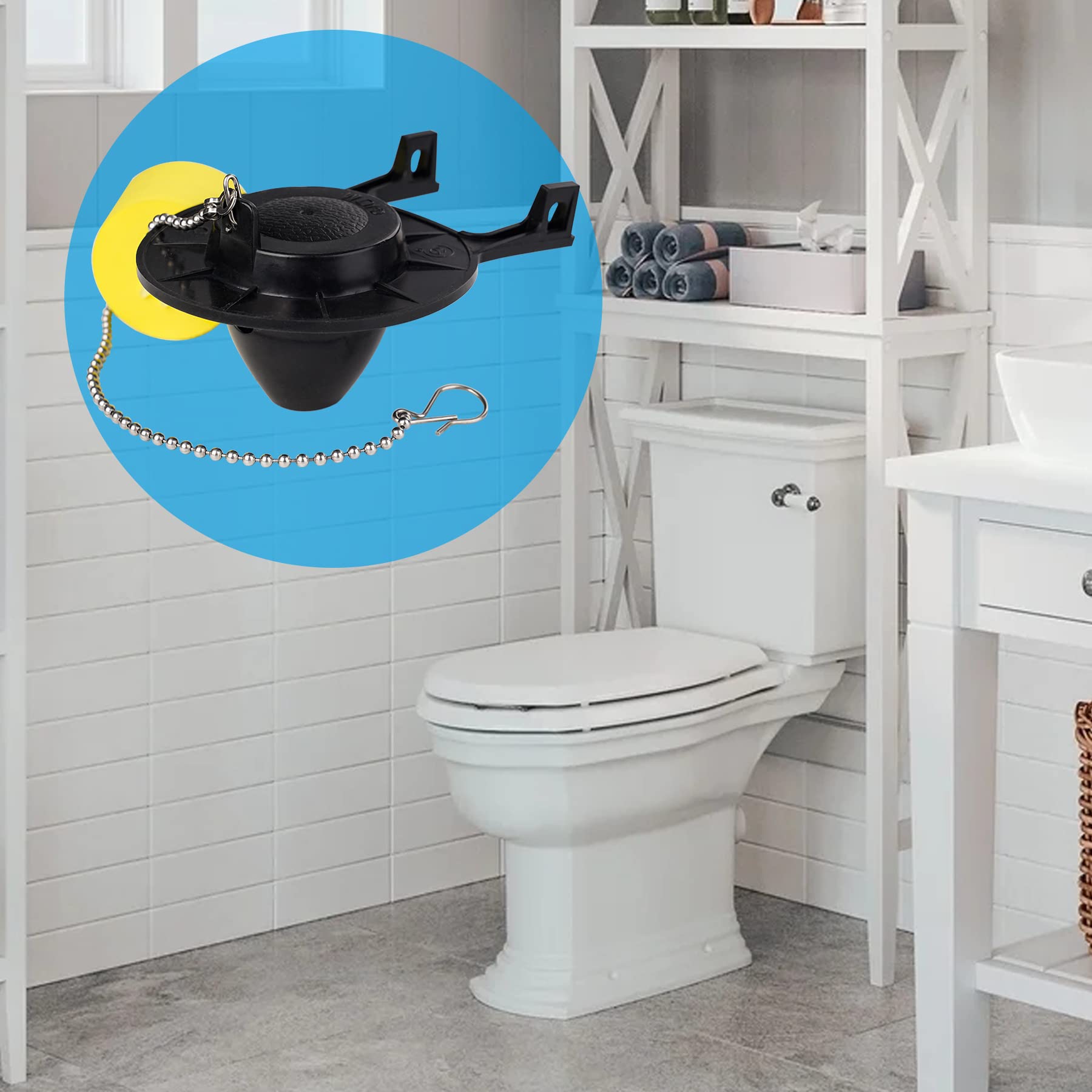 Hibbent 2 Pack 2-Inch Toilet Flapper Replacement Compatible with American Standard 7381129-200.0070A Universal Flapper and Chain with Float, 2-Inch Flush Valves Water Saving, High Performance