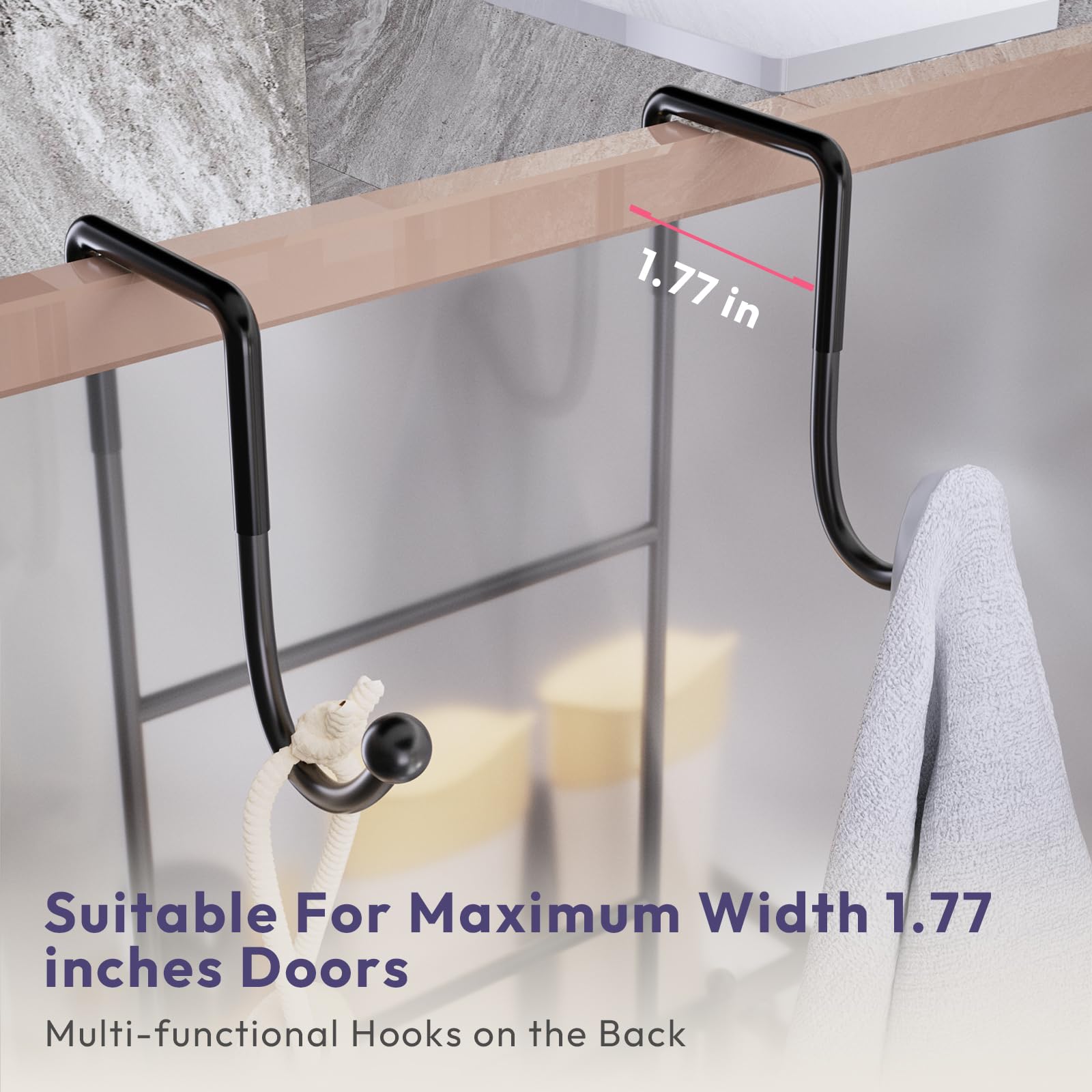 SWTYMIKI Shower Caddy Hanging Over the Door, 2 Tier Bathroom Shelf + 2 Soap Holders, Shower Shelf Organizer with 14 Hooks for Shampoo, Towels, Soap, No Drilling, Rustproof & Waterproof, Black