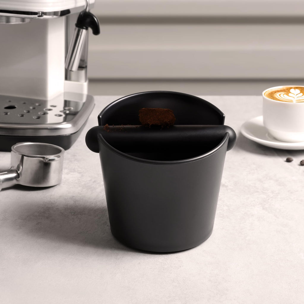 Espresso Knock Box Coffee Knock Box VEVOK CHEF Espresso Bucket Knock Coffee Ground Dump Bin with Removable Knock Bar Trash Can Non-Slip Base