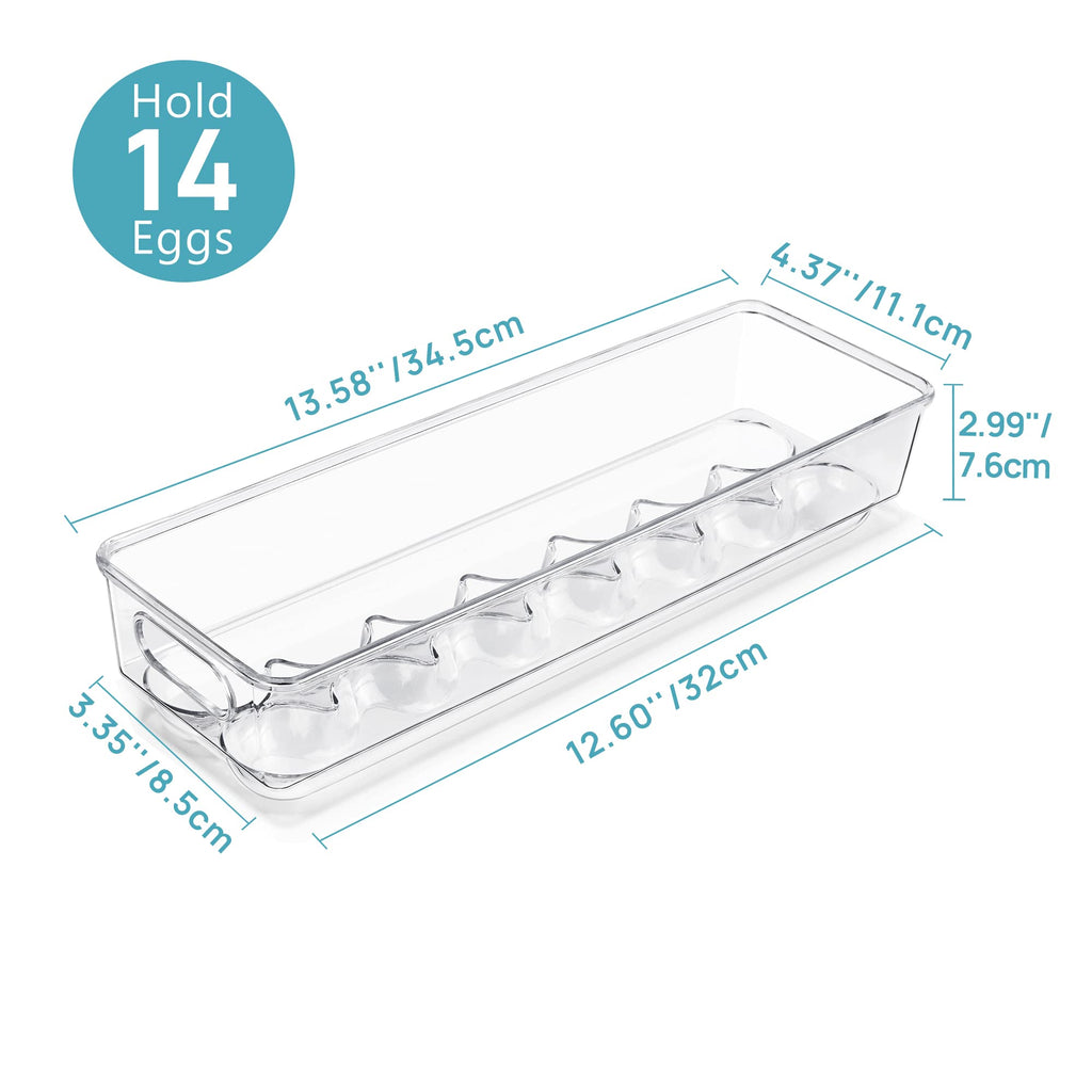 Vtopmart 2 Pack Egg Holder for Fridge, 14 Eggs Stackable Plastic Egg Tray with Lids, Egg Storage Container for Fridge(14 Eggs/2 PCS)