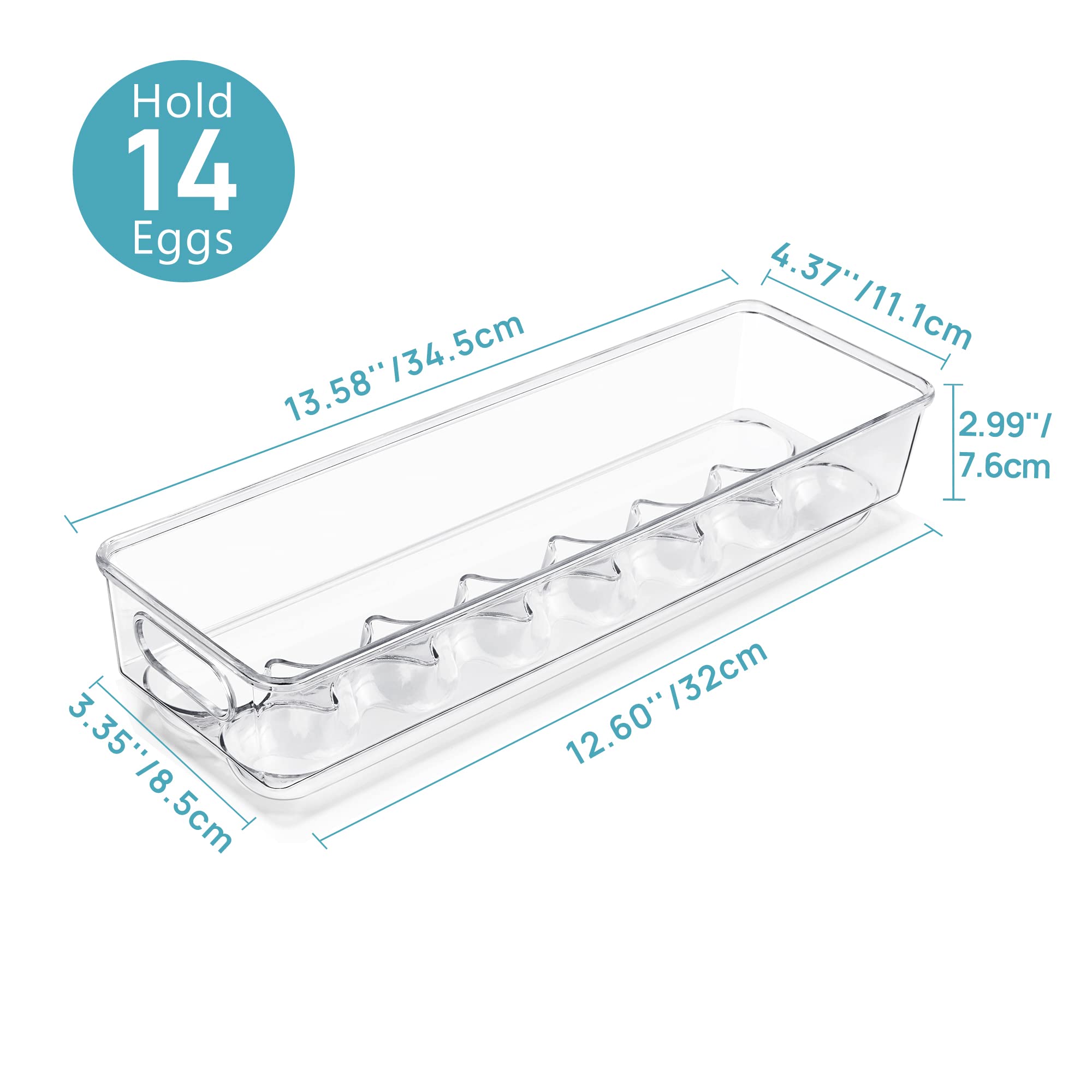 Vtopmart 2 Pack Egg Holder for Fridge, 14 Eggs Stackable Plastic Egg Tray with Lids, Egg Storage Container for Fridge(14 Eggs/2 PCS)