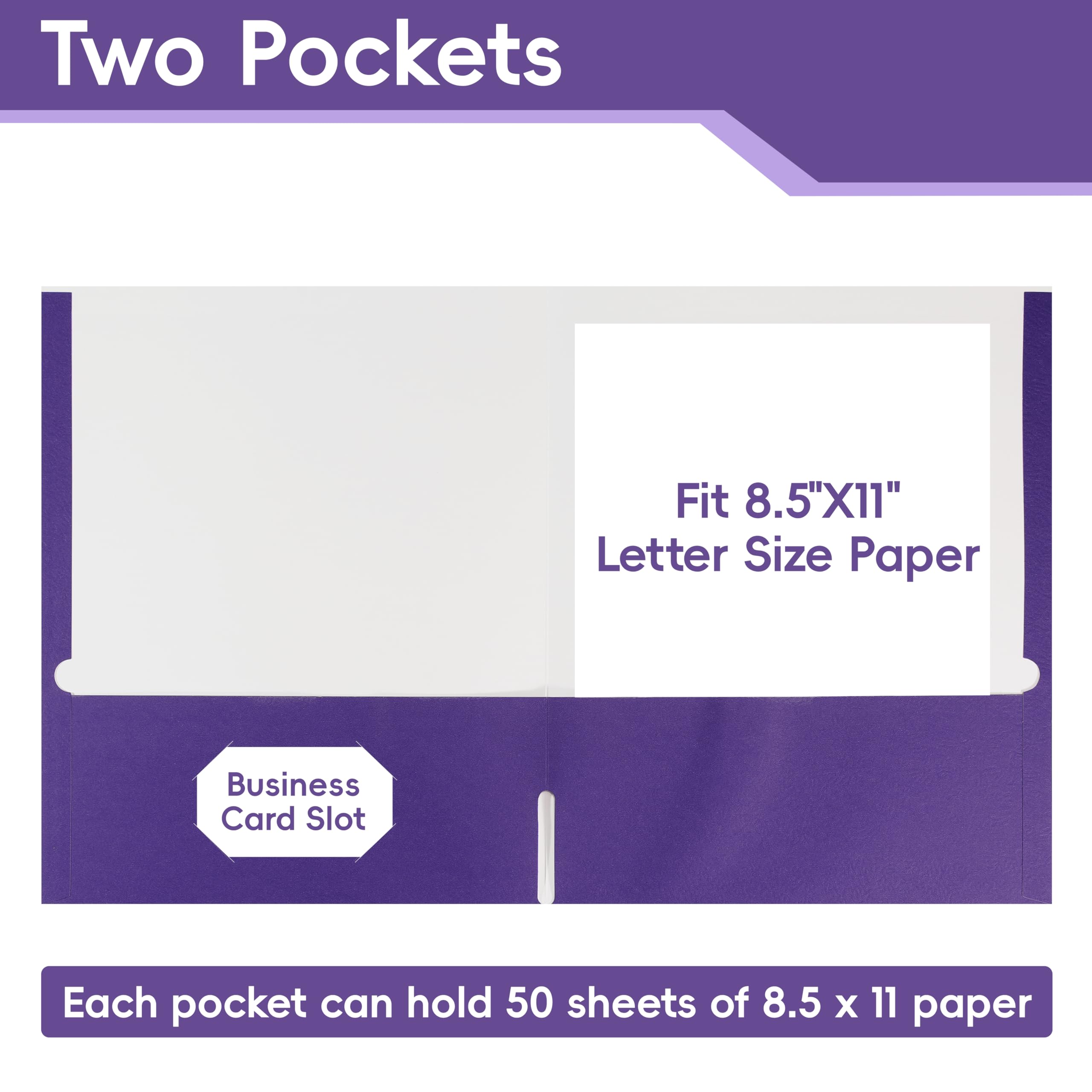 50 Packs Purple Two Pocket Folders,File Folder Letter Size,8.5x11Inches File Folders for Office,School and Home,Organizer File Folder