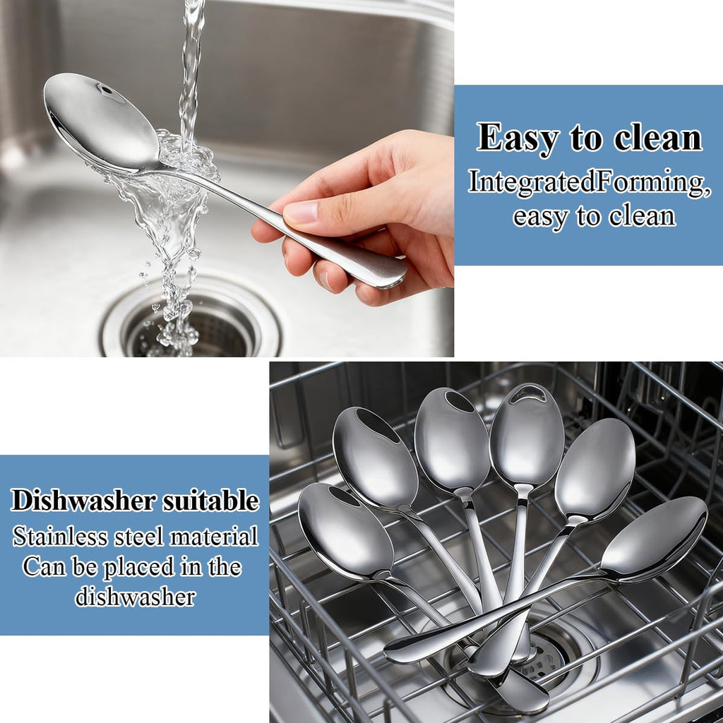 Berglander Dinner Spoons Set 24pcs, 18.7cm Food Grade Stainless Steel Silverware Soup Spoon Tablespoon for Home, Hotels or Restaurant Mirror Polished, Dishwasher Safe
