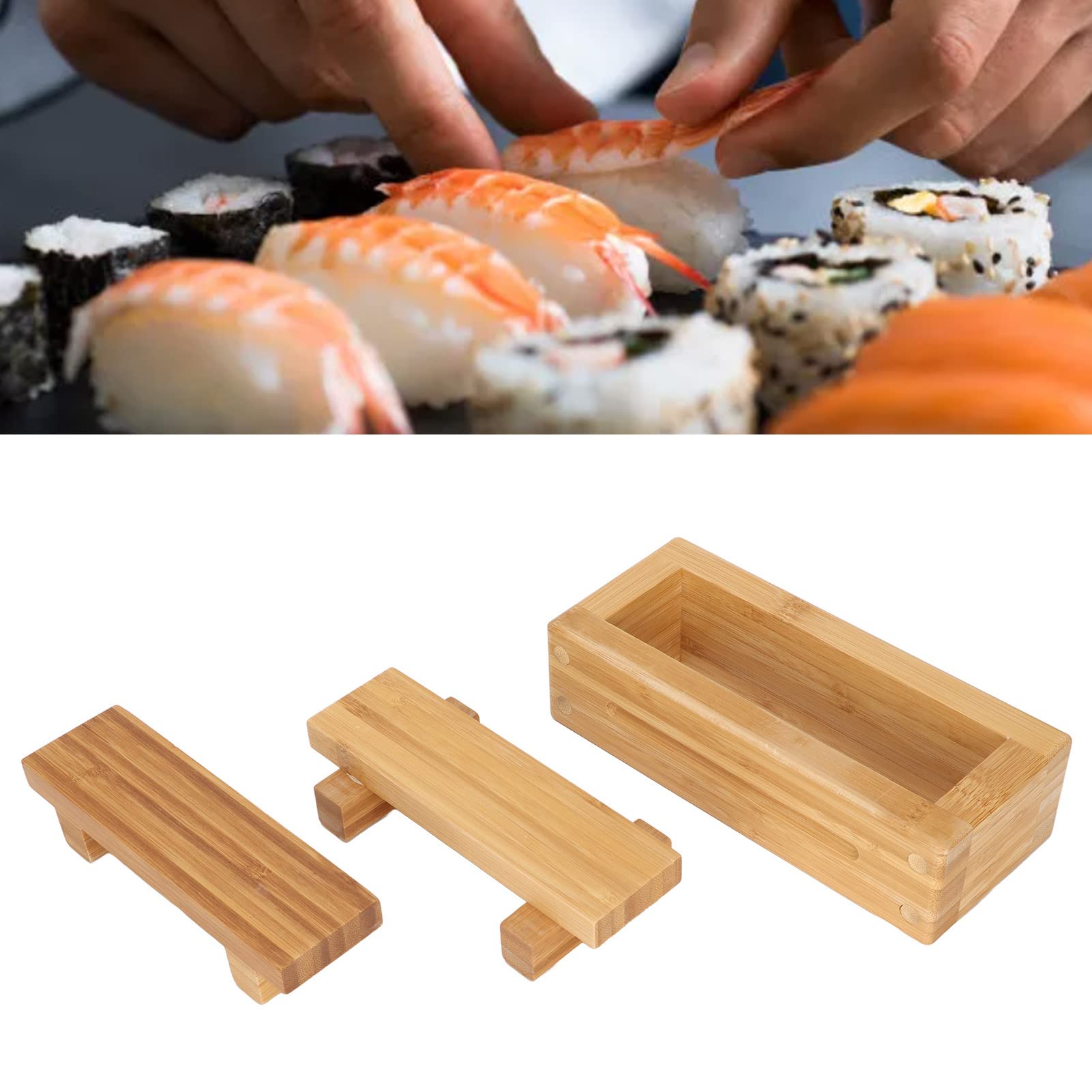 Wooden Sushi Press, Kitchen Sushi Tools DIY Rectangular Odorless Portable Rice Box for Cooking