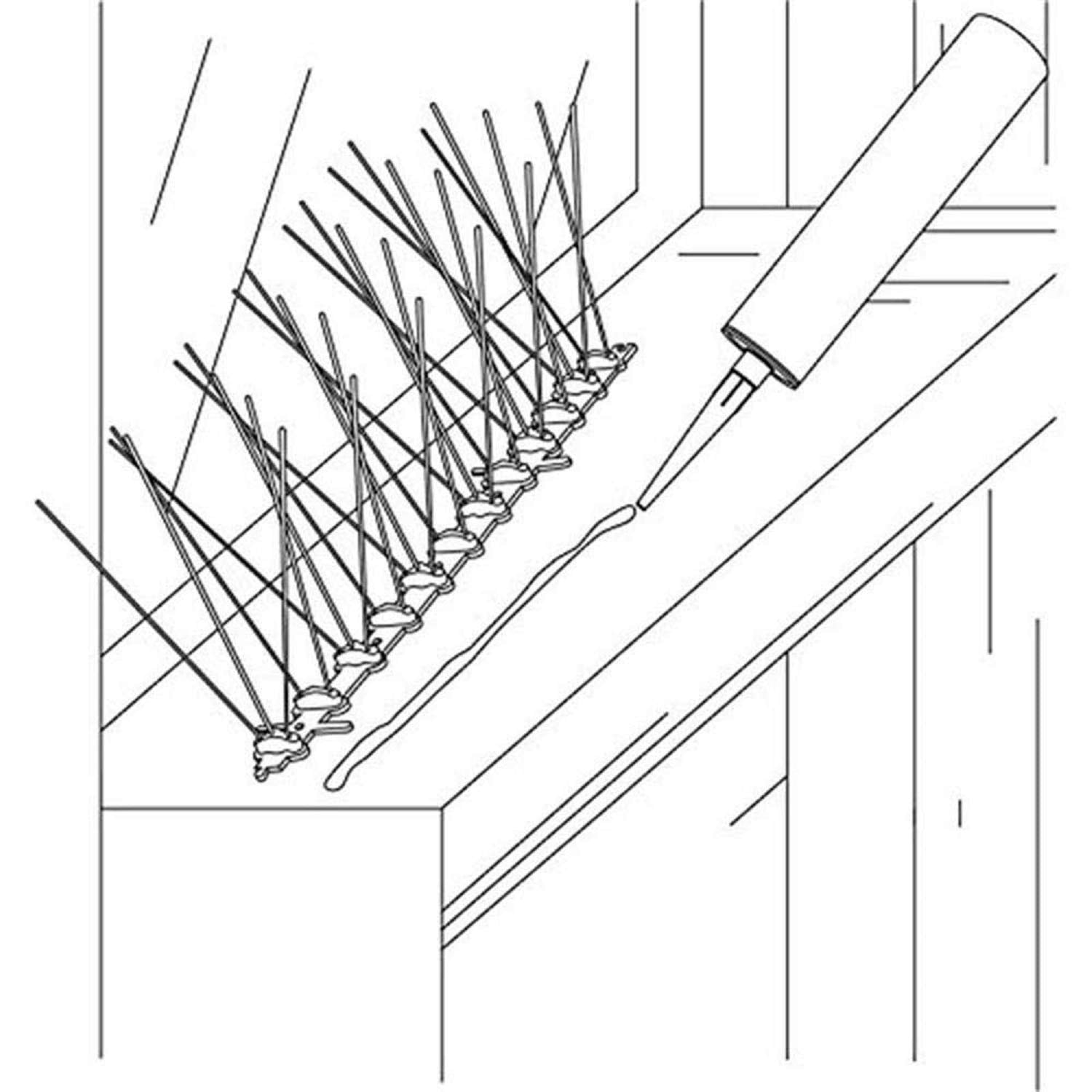 ASPECTEK Polycarbonate Bird Spikes with Adhesive Glue for Ledges and Surfaces, 10-Foot Kit