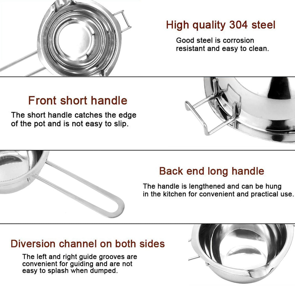1000ML Melting Pot Stainless Steel - Double Boiler Pot for Melting Chocolate, Candy, Butter, Cheese and Candle Making