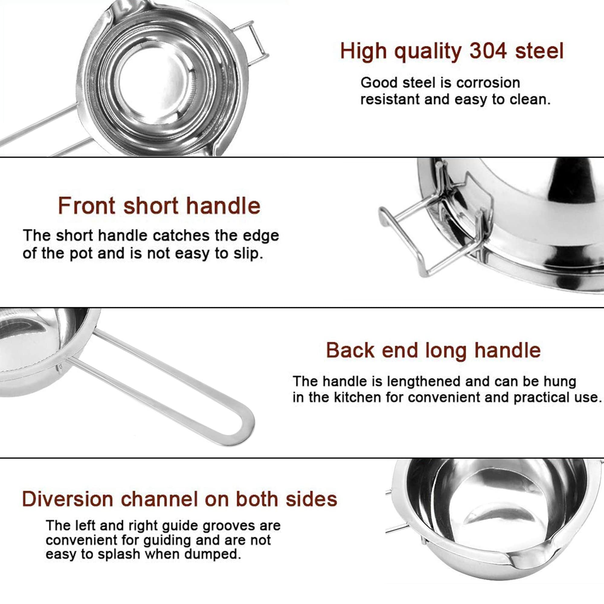 1000ML Melting Pot Stainless Steel - Double Boiler Pot for Melting Chocolate, Candy, Butter, Cheese and Candle Making