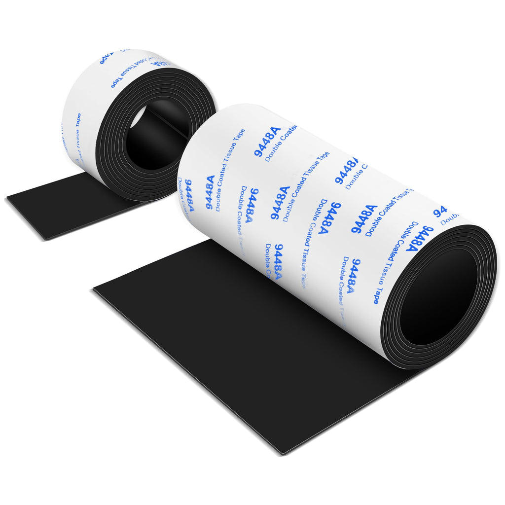 Non Slip Furniture Pads, 2 Rolls Non Skid Rubber Pads Black, Rubber Tape, Adhesive Rubber Strips for Any Furniture and Appliances 4x40 inch+1x40 inch