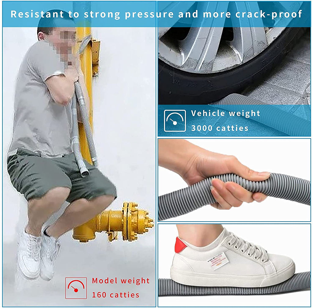 Lyplus Gray 10ft Heavy-Duty Polypropylene Drain Hose with Clamp, Universal Fit for Washing Machine & Dryer, 1-1/2 Inch Outlet, Fits Whirlpool, LG, GE, Samsung, Maytag