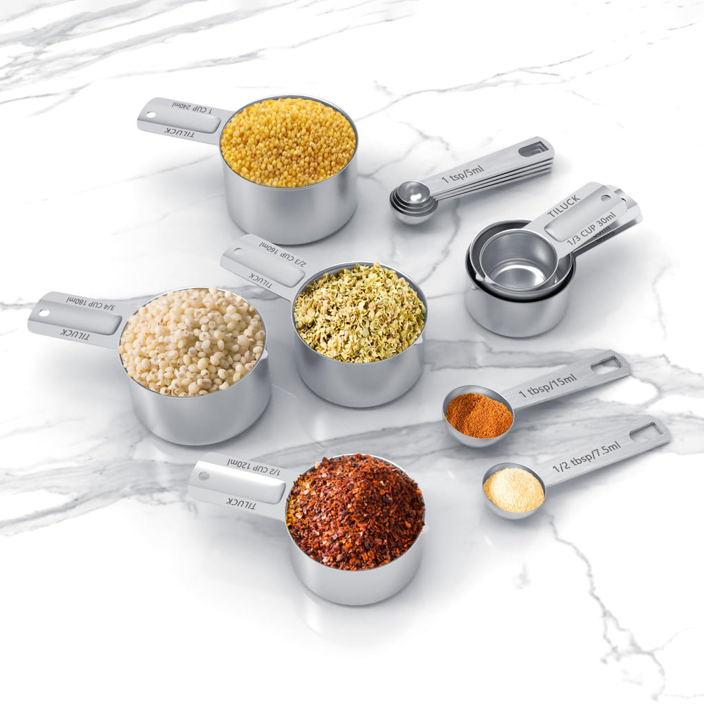 TILUCK Stainless Steel Measuring Cups & Spoons Set, Cups and Spoons,Kitchen Gadgets for Cooking & Baking (13)