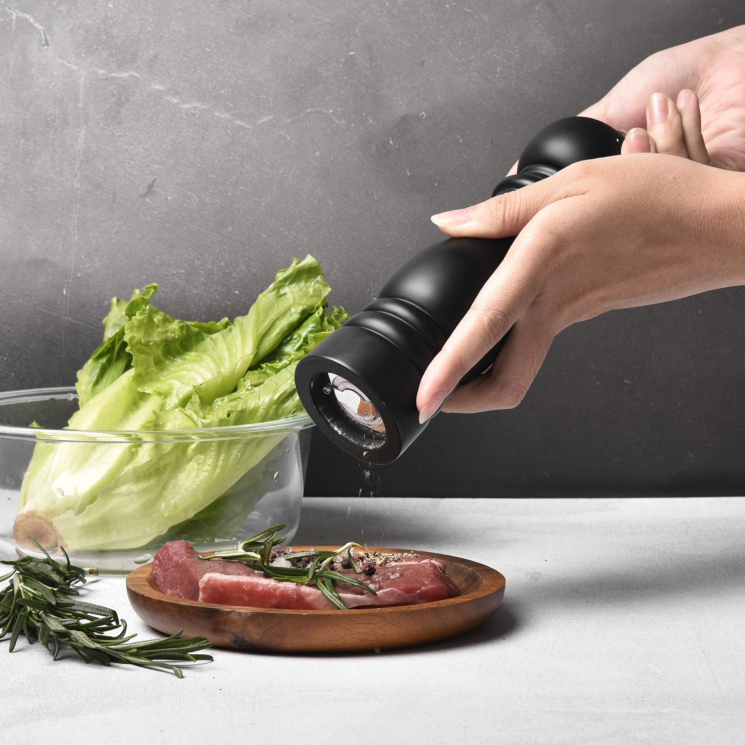 BILL.F Salt and Pepper Grinder Pepper Mill Grinder Pepper Grinders Salt Mill Set of 2 with Adjustable Ceramic Rotor 7 Inch