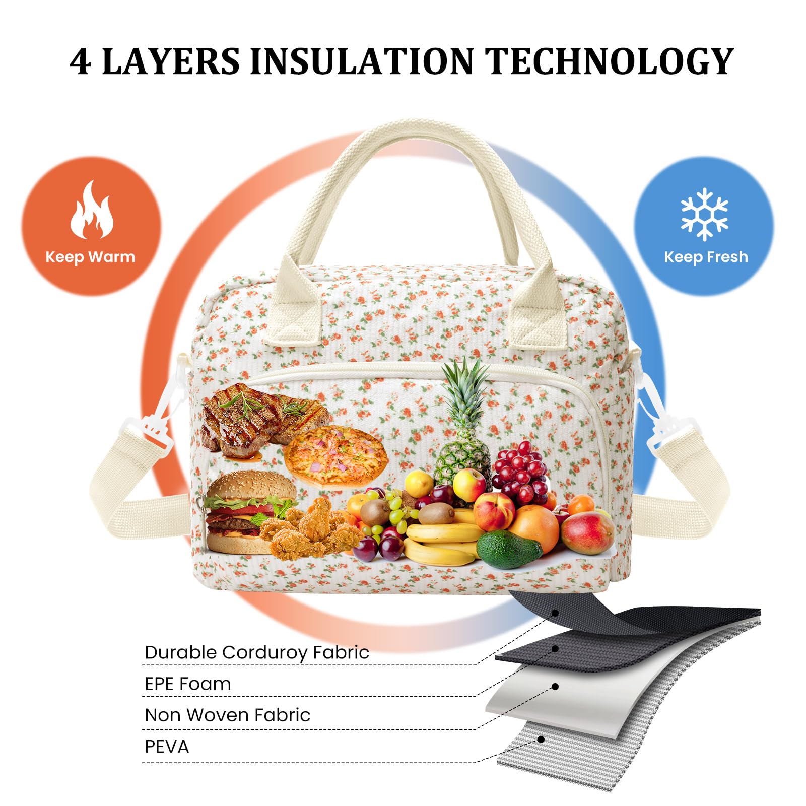 MEXS Insulated Lunch Bag for Women Men Large Reusable Lunch Box Adult Leakproof Portable Cooler Tote Bags for Work Picnic