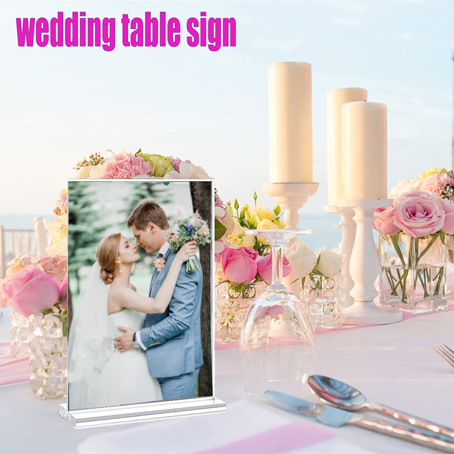 JIMITOP Acrylic Sign Holder 8.5 x 11 Clear Display Stand,Menu ad Frame Letter Size for Restaurants Table, Promotions, Photo Frames,Meetings (6 pack)