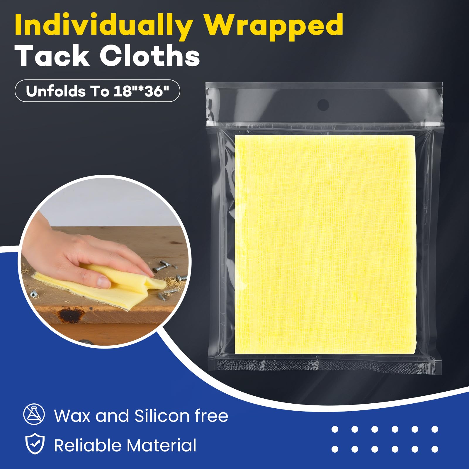 CAREGY 16Pcs Tack Cloth for Removing Dust from Woodworking, Sanding Particles, Clean & Polish, Ideal for Woodworking & Painting,Wax and Silicone Free, 18 x 36 Inches Dust Cloths
