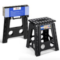 ACKO Folding Step Stool 16 Inch Heavy Duty Step Stool Foldable for Adults and Kids, Collapsible Black Stool with Handle, Non Slip Folding Stools for Kitchen Hold Up to 400lbs