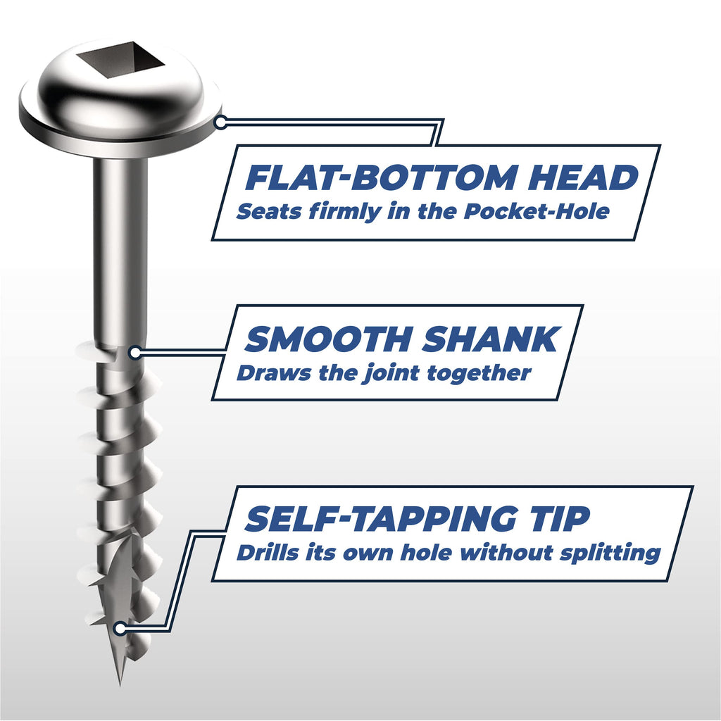 Kreg Zinc Pocket-Hole Screws - SML-C150-250 - 1-1/2 Inch - Coarse Thread - Maxi-Loc Head - Indoor - 250 Count