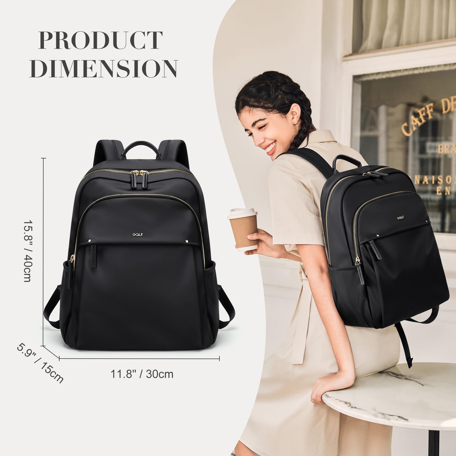 Stylish Laptop Backpack for Women Computer Bag Fits 14 Inch Notebook Travel College Work Backpacks Purse (Black)