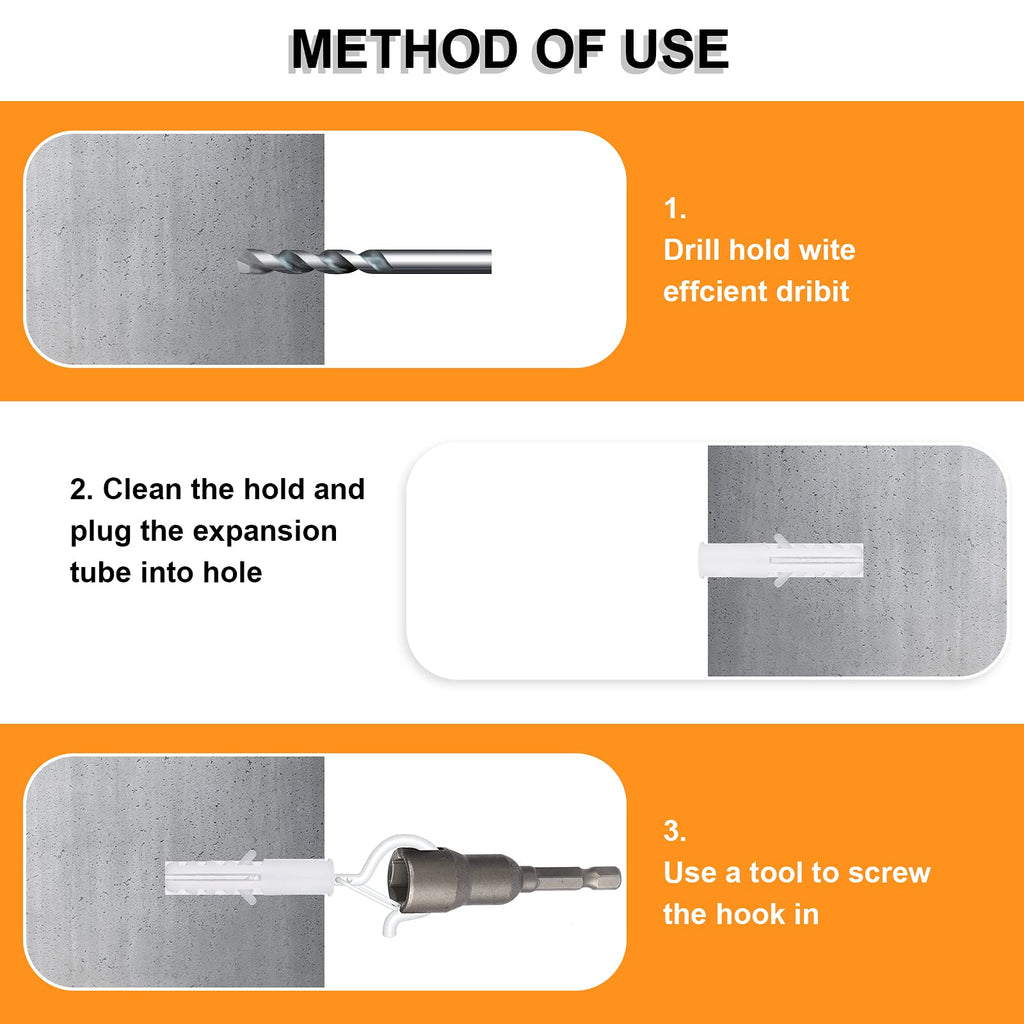 GIPTIME Screw Hooks for Outdoor String Lights, 50 Set Q-Hanger Ceiling Hooks for Hanging Plants Christmas Light Wind Chimes, Windproof Safety Buckle Design with Wing Nut Driver