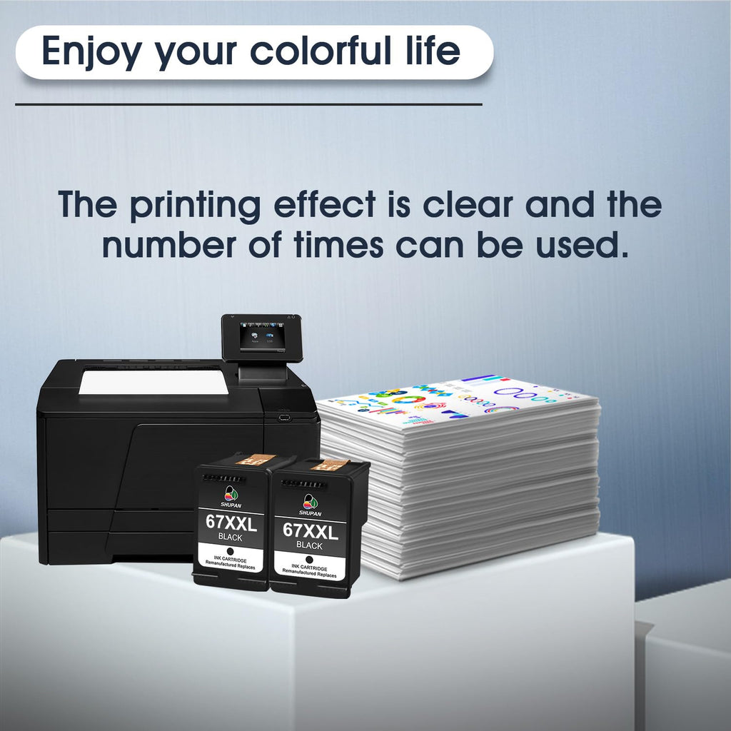 XXL 67 Ink Cartridge Black Replacement for HP 67XXL 67XL 67 Ink Cartridge Work with DeskJet 2700 2755e 4155e 4100 Series Envy 6000 6400 6055e Series Printer (2 Black)