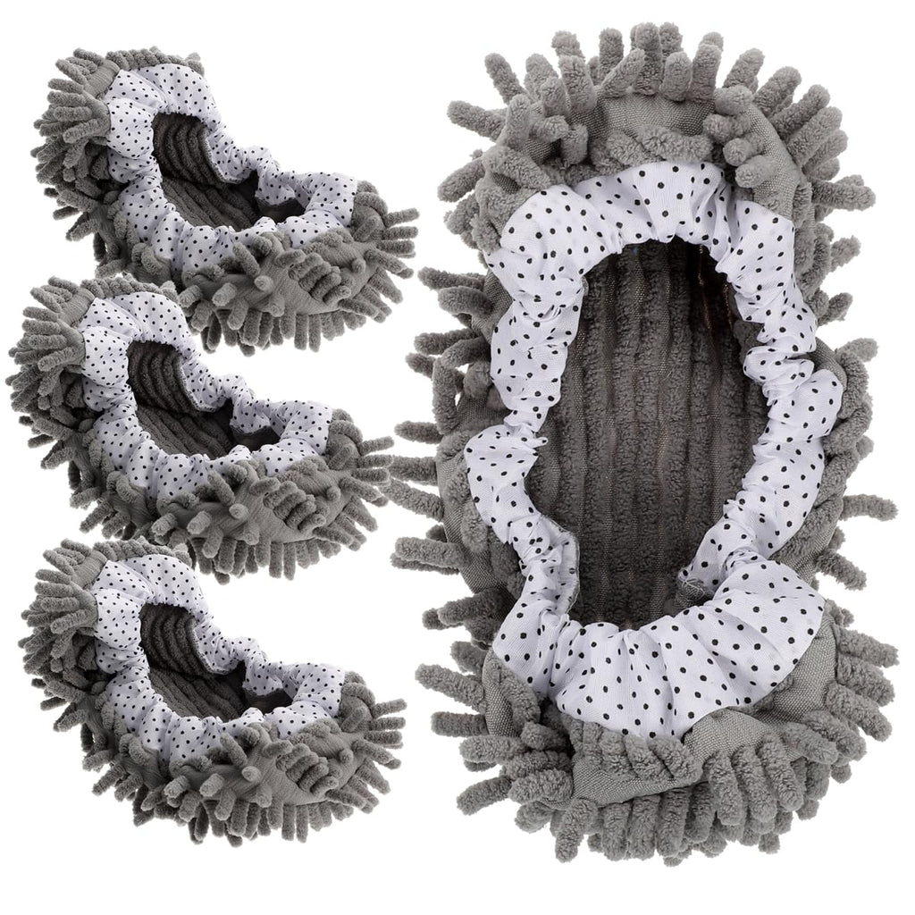 Mikinona Mop Slippers Floor Cleaning Covers 2 Pairs Washable Reusable Elastic Mop Socks for Women and Men Household Cleaning Tool