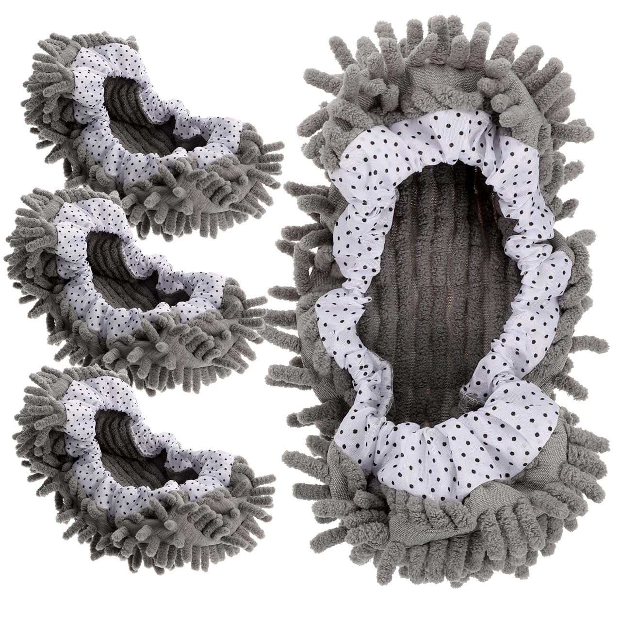 Mikinona Mop Slippers Floor Cleaning Covers 2 Pairs Washable Reusable Elastic Mop Socks for Women and Men Household Cleaning Tool