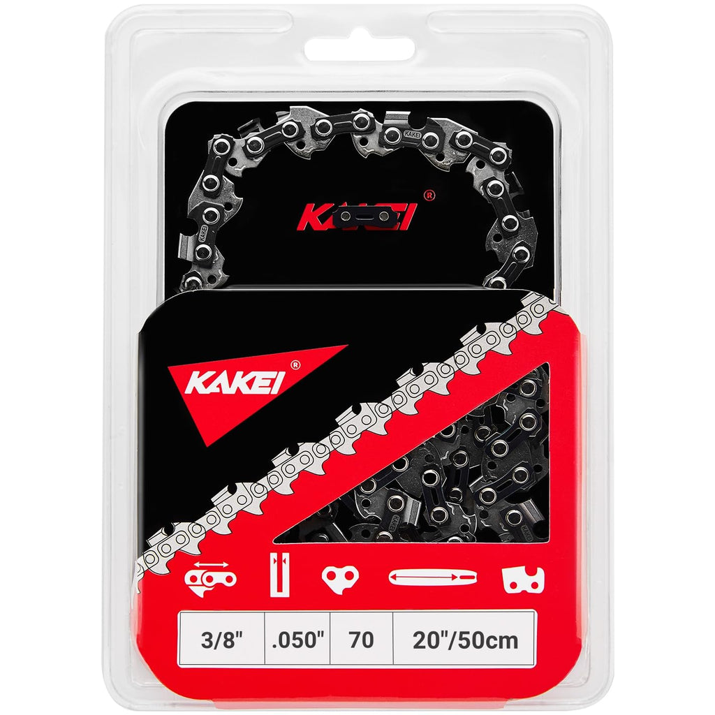 KAKEI 20 Inch Chainsaw Chain 3/8" Pitch .050" Gauge 70 Drive Links- 72LPX70CQ Fits Echo CS-590 Timber Wolf/CS-4400, Poulan, McCulloch and More (1 Chain)