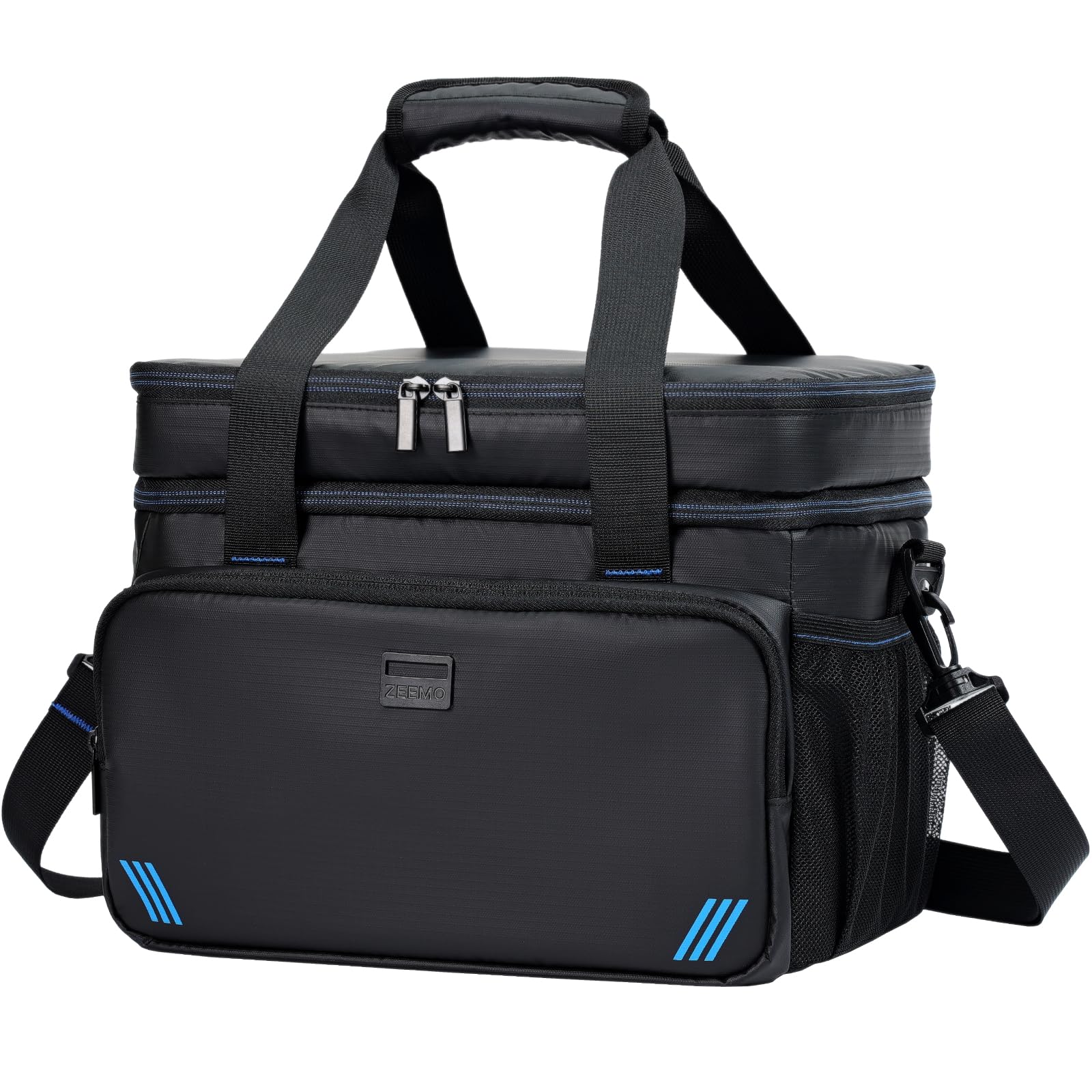 ZEEMO 19L Soft Cooler Bag, Insulated Lunch Box & Ice Chest, Double Leakproof Layers, Waterproof Collapsible Cooler Case for Work & Outdoor Travel, Black