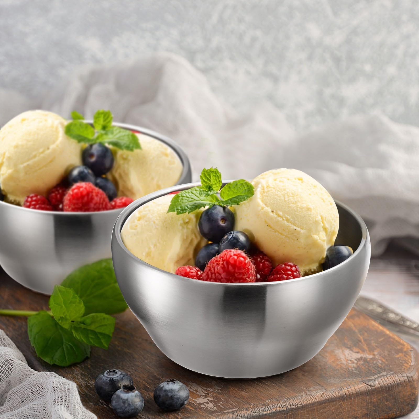 YOUEON 3 Pack 28 Oz SUS304 Brushed Stainless Steel Bowls, Double Wall Insulated Bowls, Stainless Steel Soup Bowl for Cereal, Ice Cream, Noodle, 6 Inch Bowl Set for Serving, Dishwasher Safe