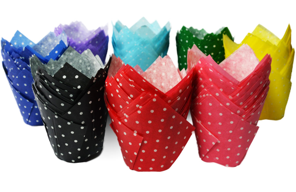 200pcs Polka Dot Cupcake Liners, Muffin Liners Baking Cups, Tulip Muffin Liners, Cupcake Wrapper for Party, Wedding, Birthday, Easter, Christmas