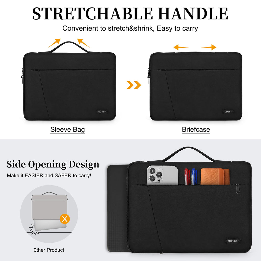 Laptop Sleeve 14 Inch Laptop Case with Portable Handle 360° Protective Laptop Sleeve Case Waterproof Neoprene Bag Business Computer case for Men Women Compatible with 13-14 Inch MacBook Air/ Pro/ ASUS/ DELL/ Lenovo/ HP/ ACER Notebook, Black