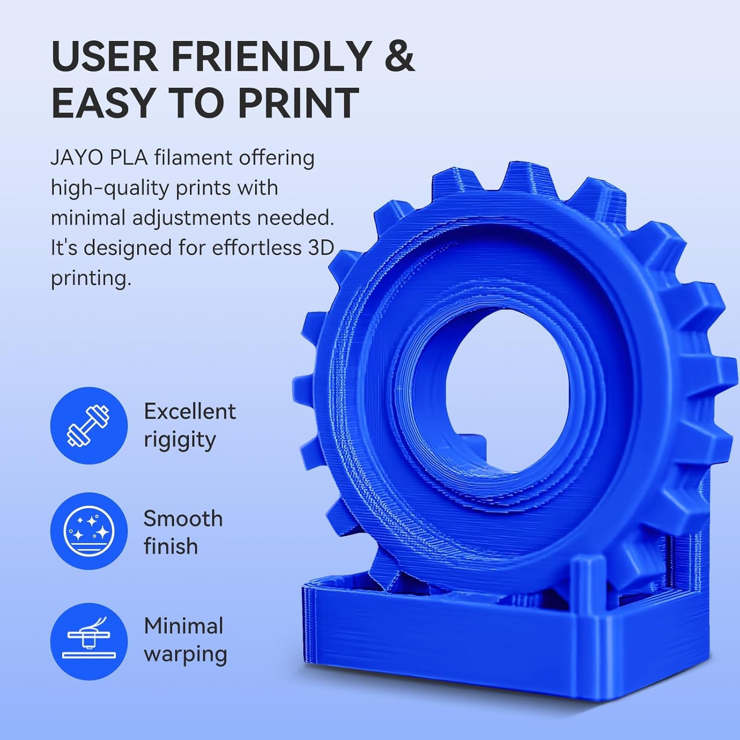 JAYO PLA 1.75mm 3D Printer Filament 1.1KG, Dimensional Accuracy +/- 0.02mm, Neatly Wound, No Clogging, Vacuum Package, Fits for Most FDM 3D Printers, Black.